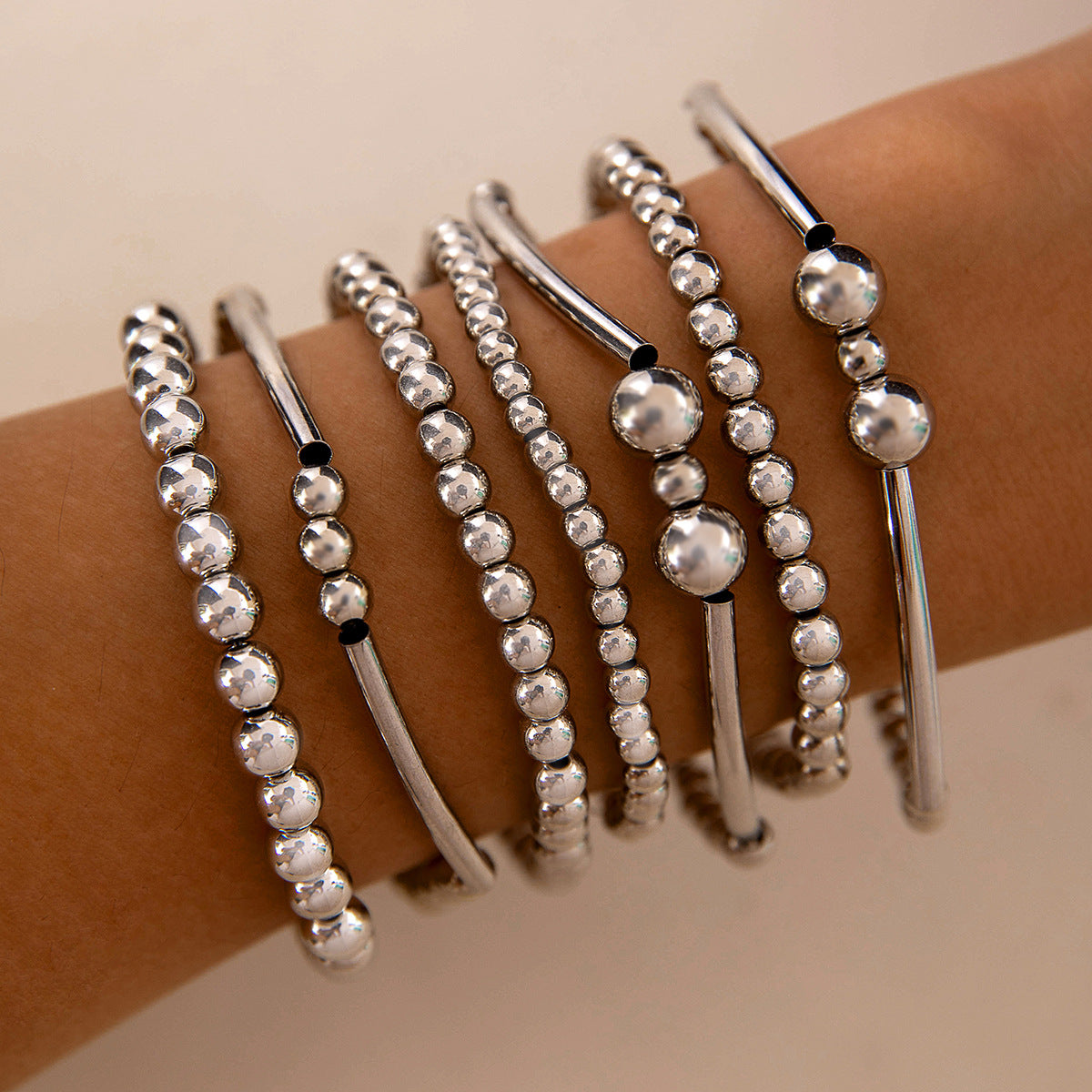 Wholesale punk style exaggerated round bead chain bracelet